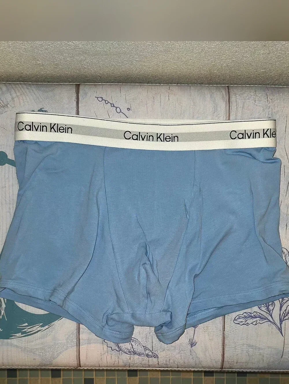 Calvin Klein Light Blue Stretch Cotton Boxer Briefs with White Logo Waistband